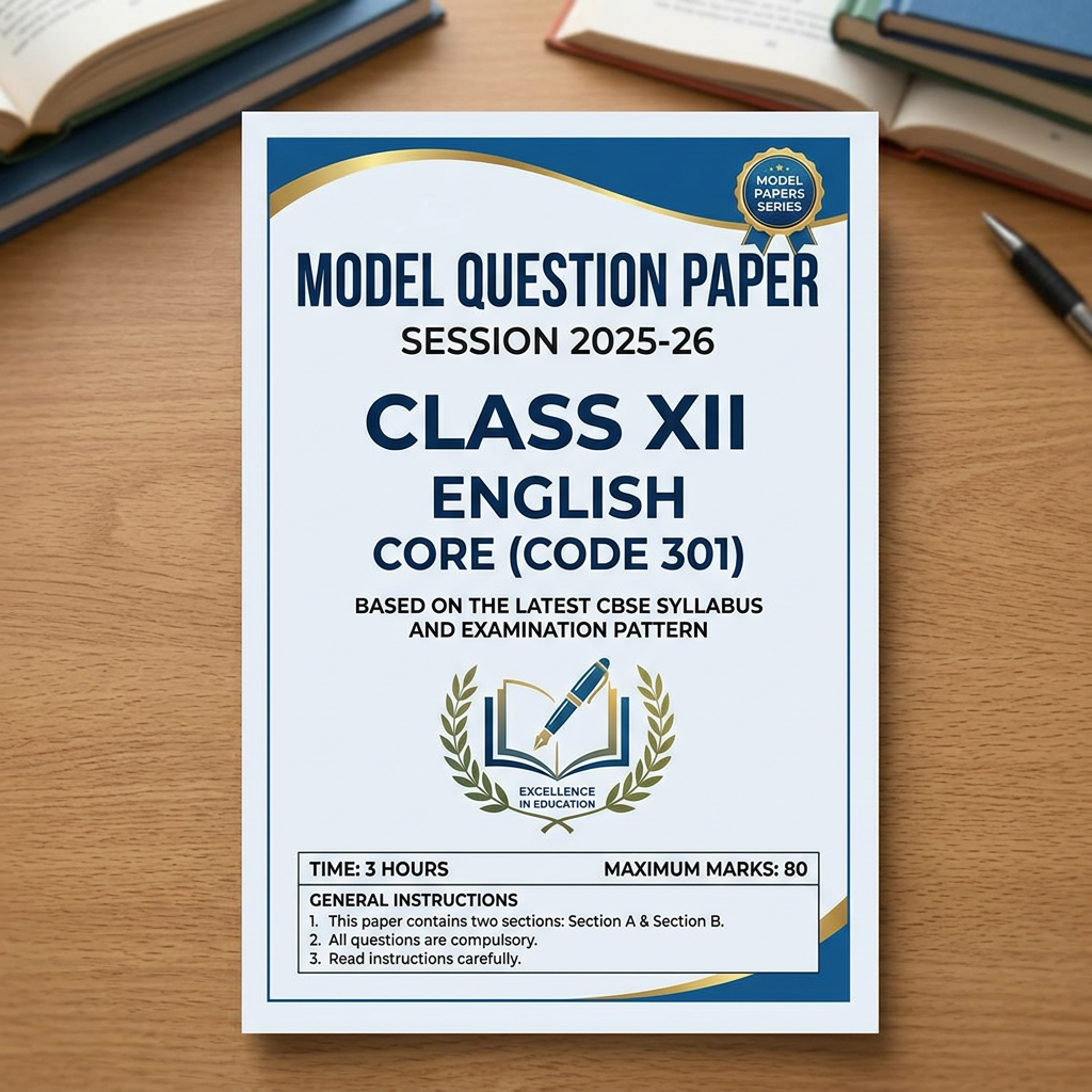 Model question paper for Class XII English Core session 2025-26 with time 3 hours and maximum marks 80